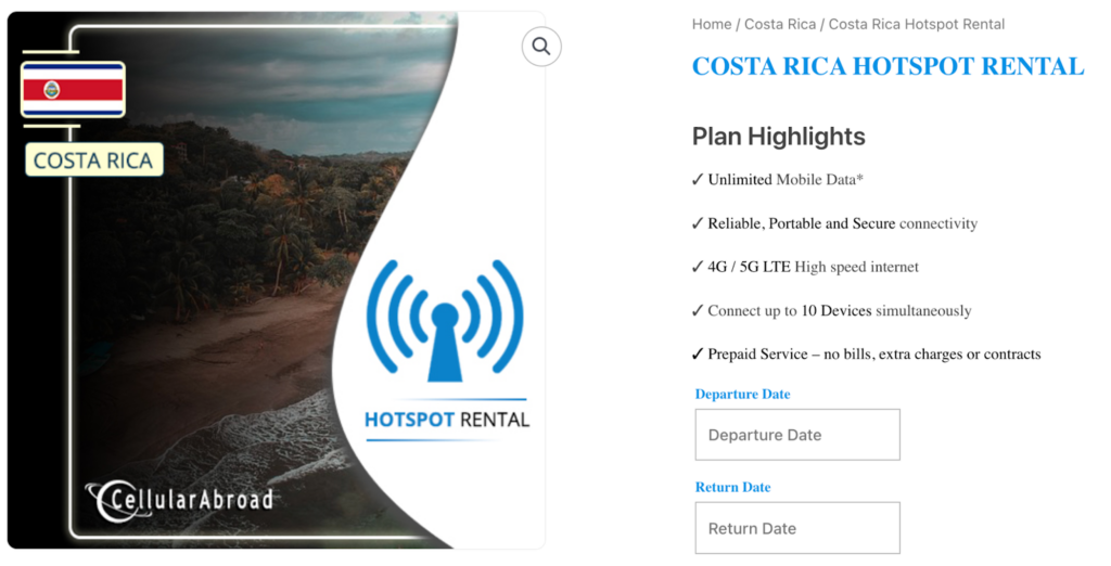 cellular abroad, pocket wifi costa rica
