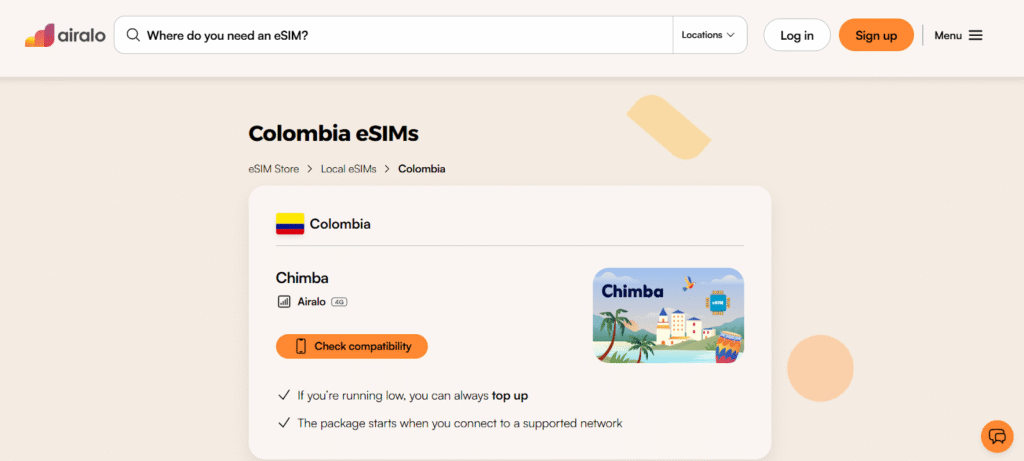airalo colombia esim 