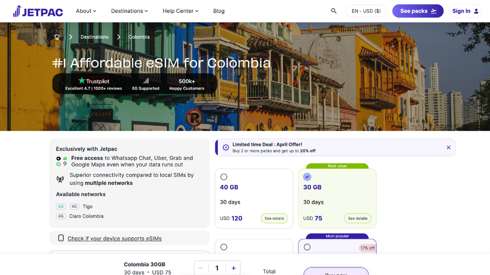 jetpac esim, alternative to pocket wifi in colombia