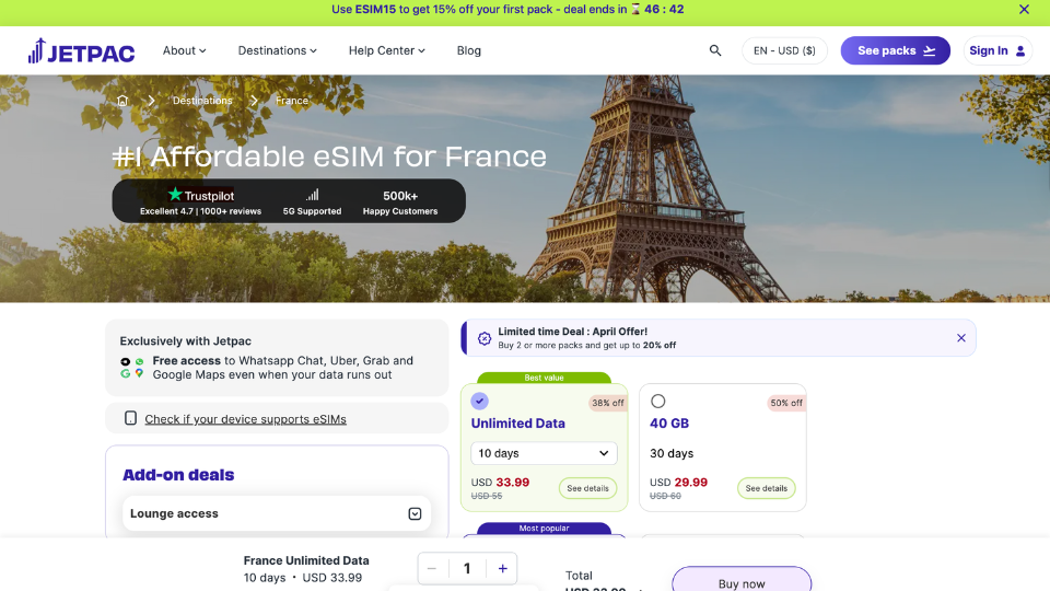 jetpac esim, pocket wifi paris alternative