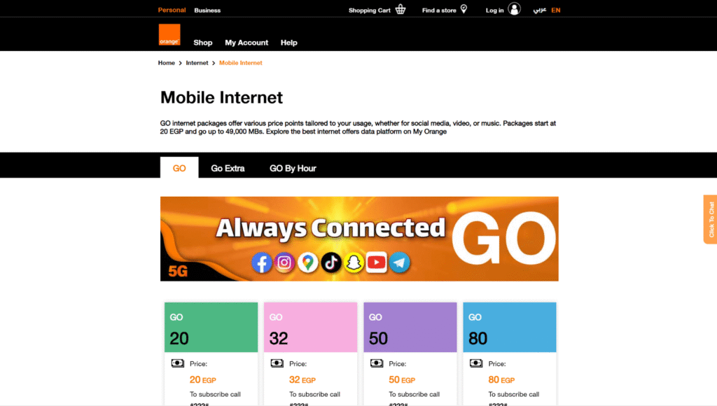 orange egypt homepage