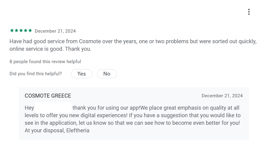 trustpilot positive review of cosmote esim