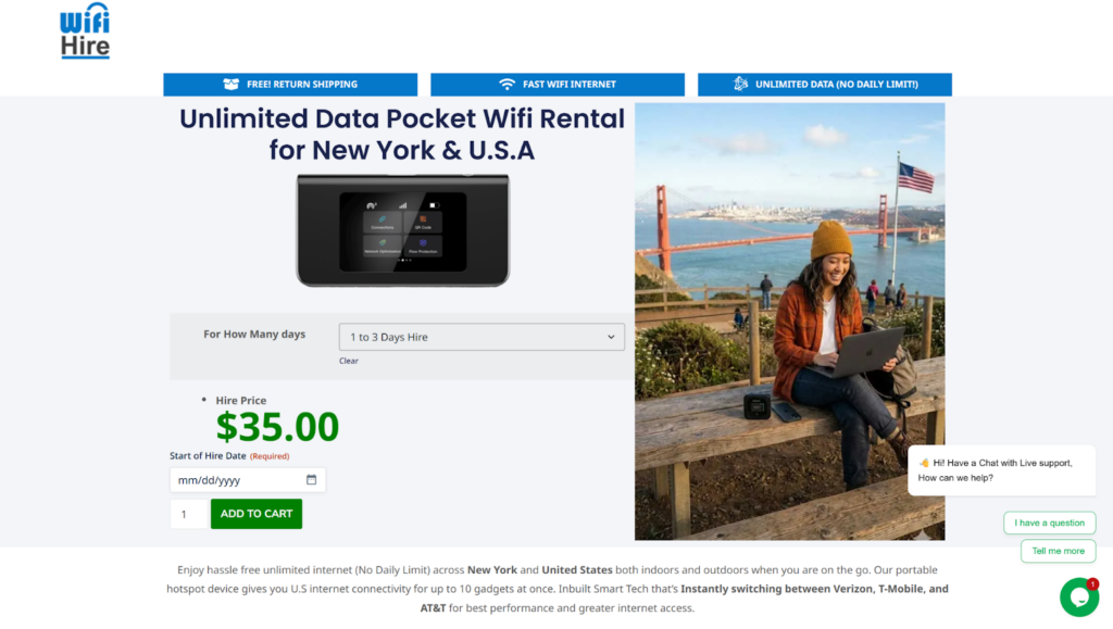 wifihire, pocket wifi new york option