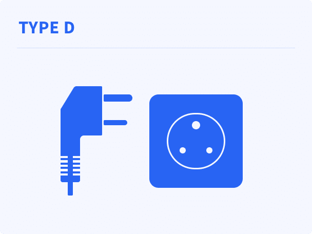 India plug type D, with three large round pins arranged in a triangular configuration