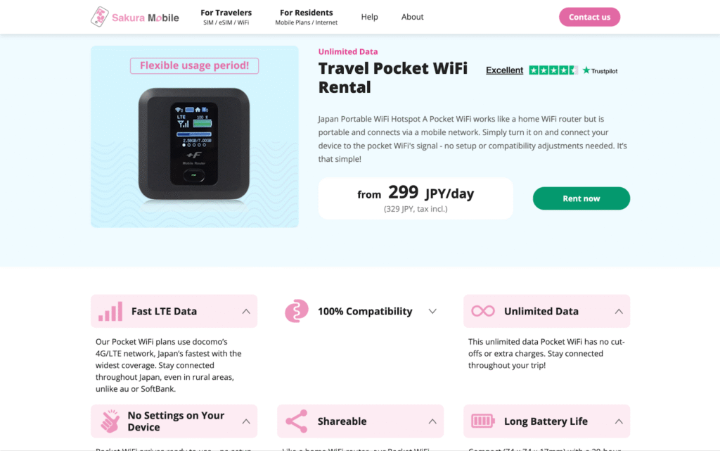 sakura mobile pocket wifi for japan