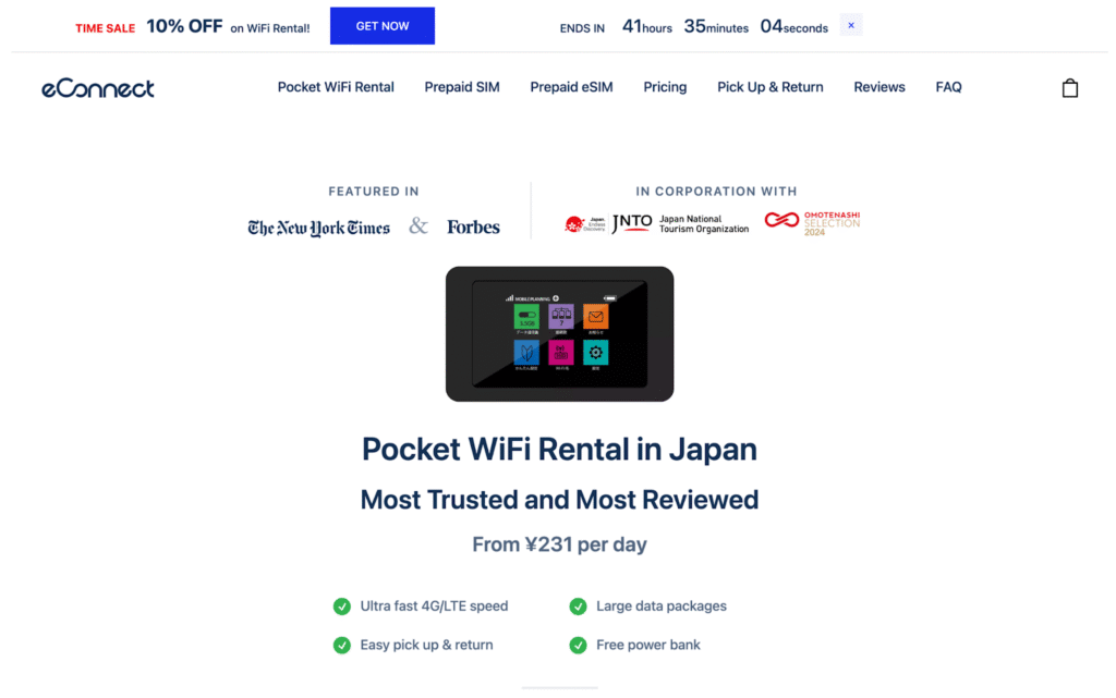 eConnect pocket wifi for japan