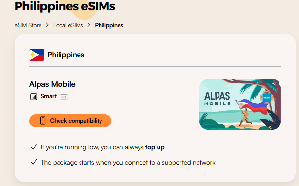 best esim for philippines: airalo homepage