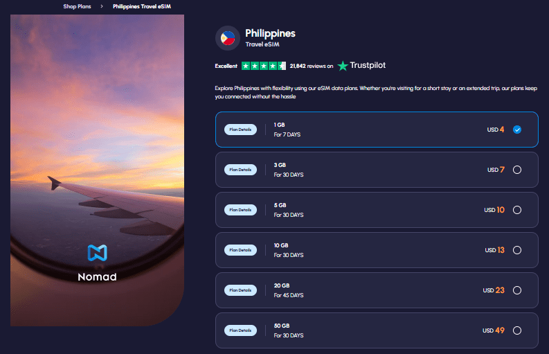 nomad homepage, best esim for philippines