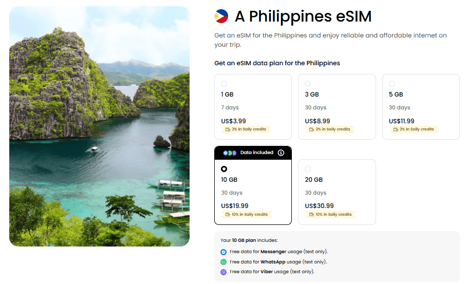 saily esim homepage: best esim for philippines