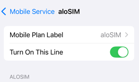 alosim active in settings