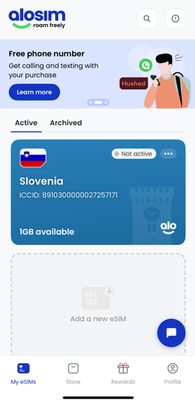 completion of alosim esim purchase