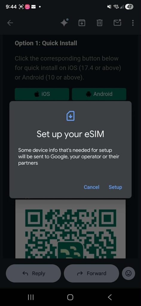 setting up breeze esim
