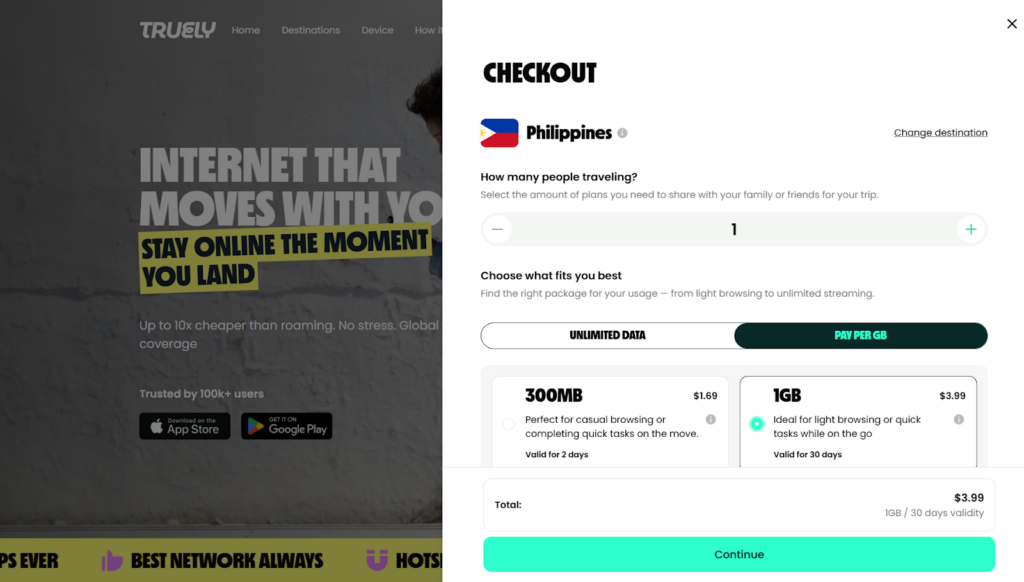 truely esim purchase for philippines