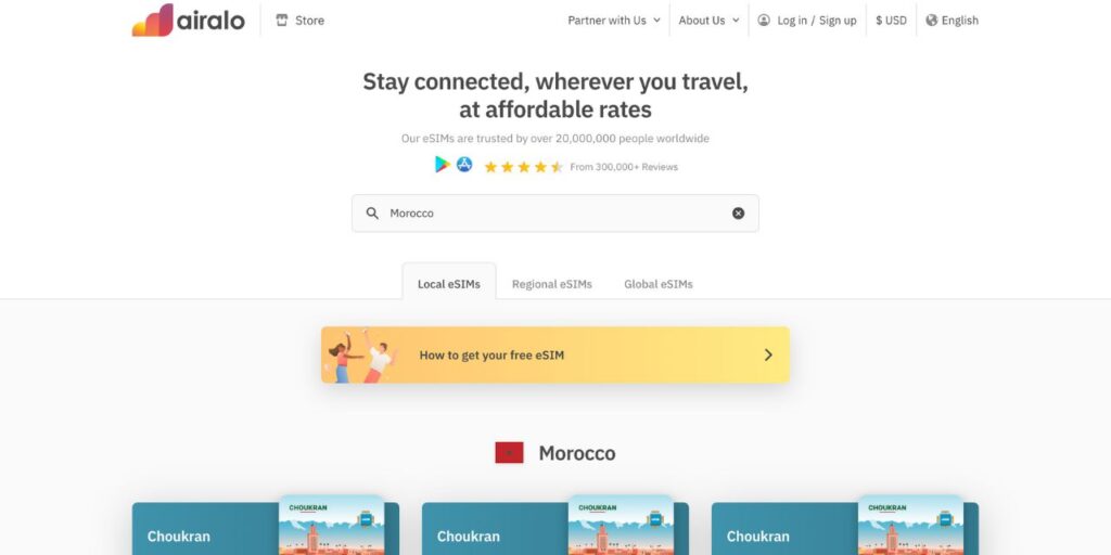 Morocco esim providers: Airalo