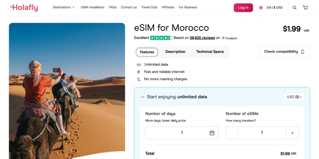 Morocco esim providers: Holafly