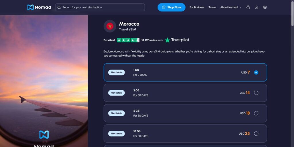 Morocco esim providers: Nomad