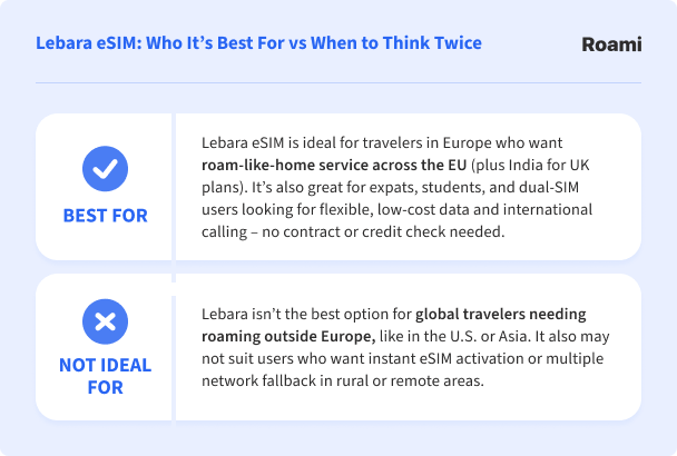 pros and cons of lebara esim