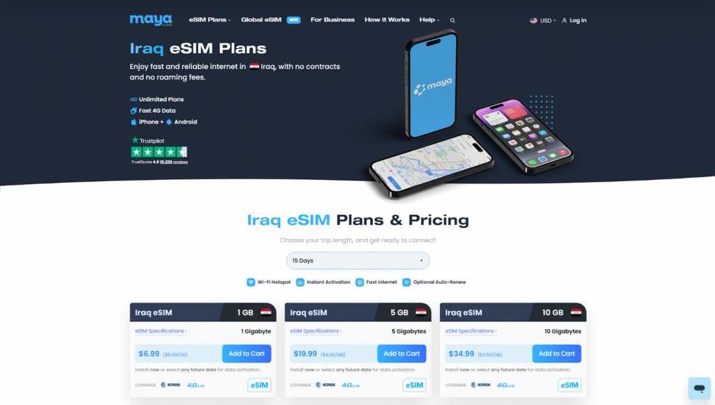 best esim for iraq: maya