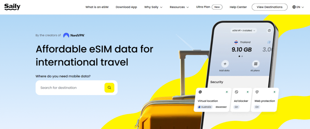 suriname esim provider homepage: saily