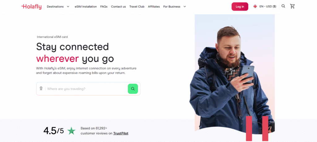best niger esim provider: holafly homepage