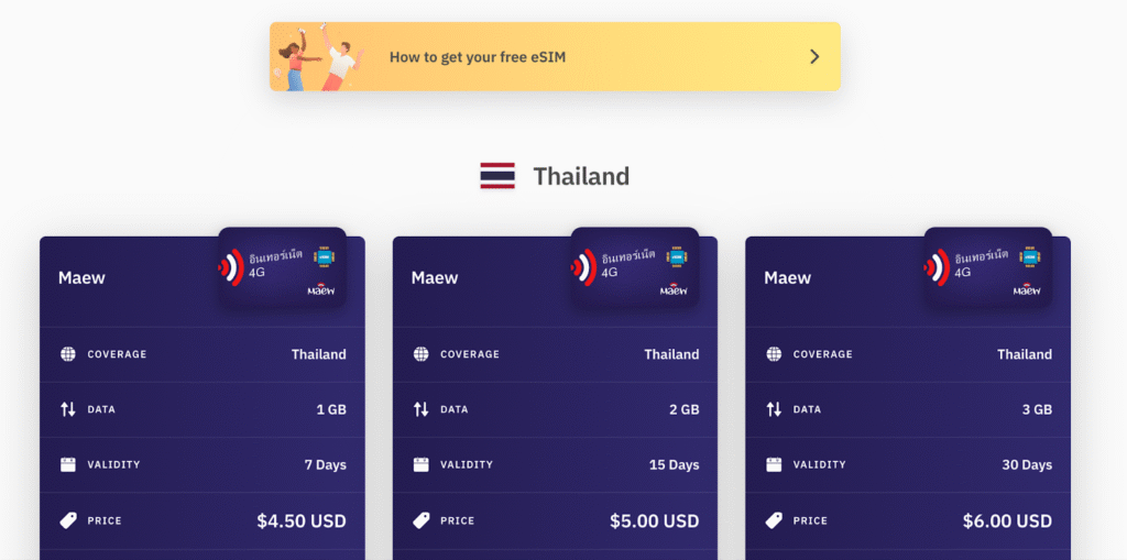 thailand esim: airalo homepage