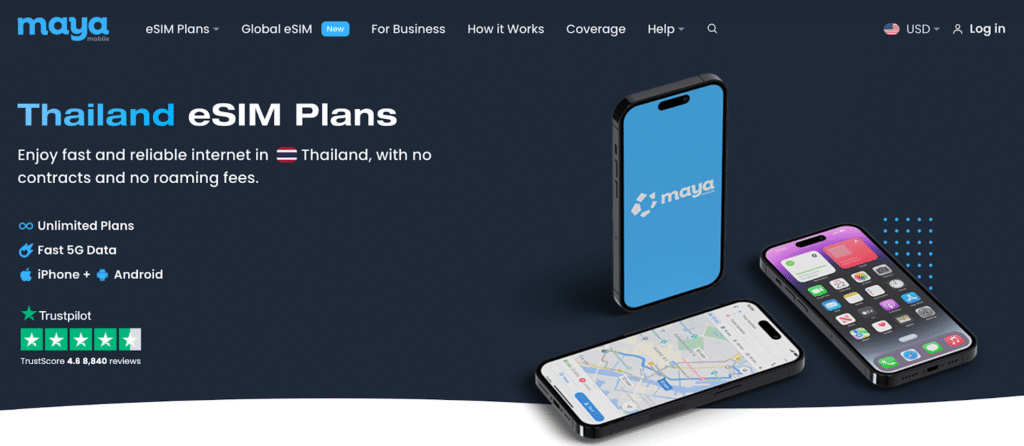 maya homepage: thailand esim provider