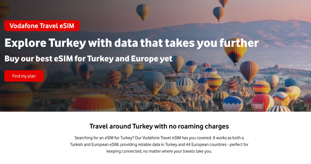 vodafone homepage: turkey esim provider