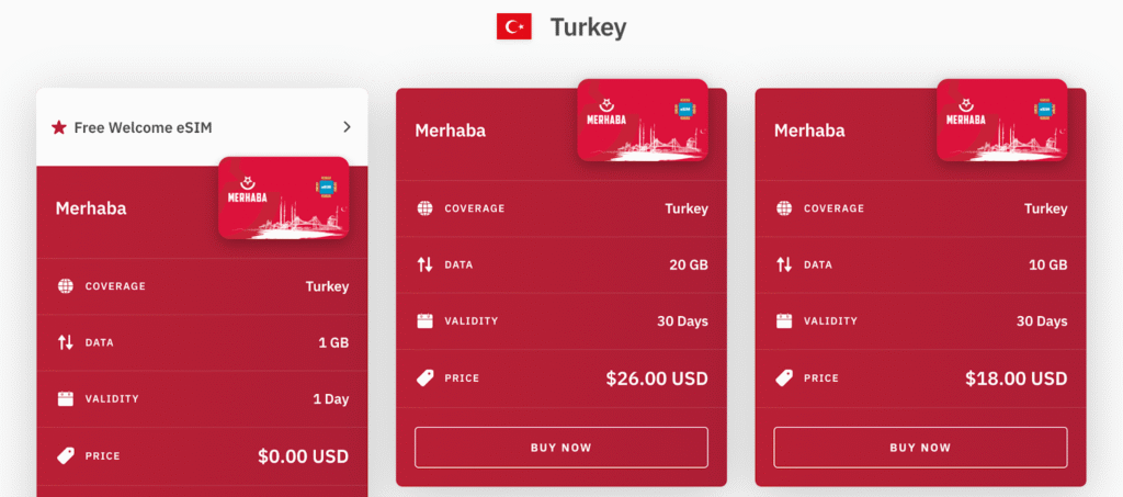 turkey esim provder: airalo homepage