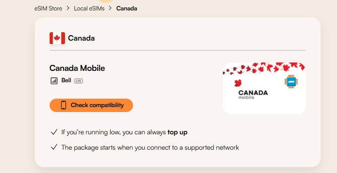 airalo esim provider for canada homepage