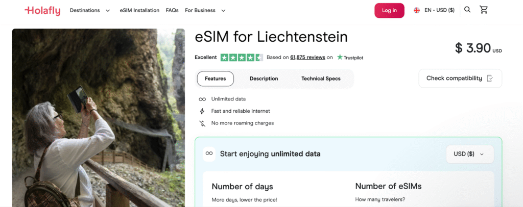 Liechtenstein esim provider: holafly