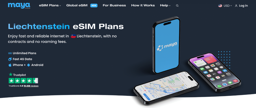 Liechtenstein esim provider: maya