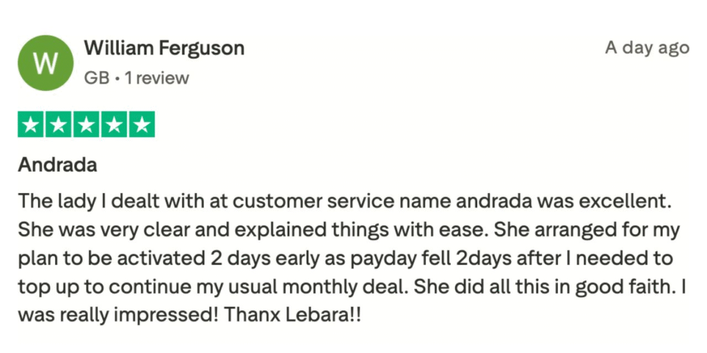 trustpilot positive lebara esim review