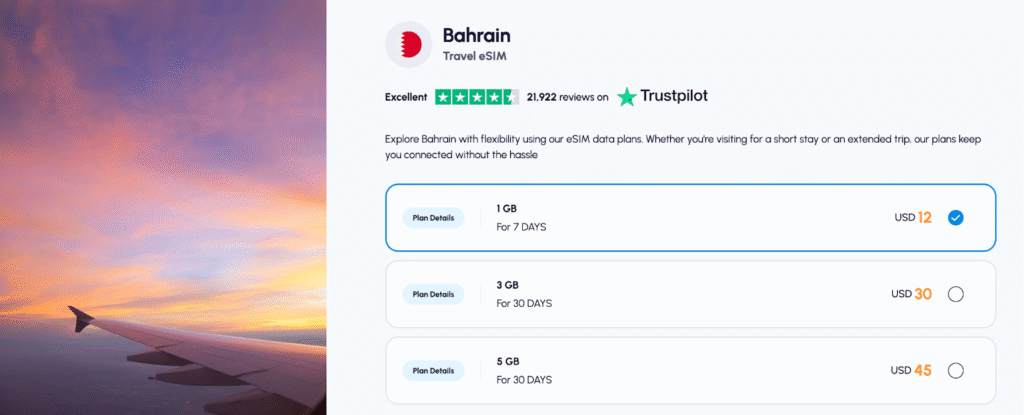 nomad esim for bahrain homepage