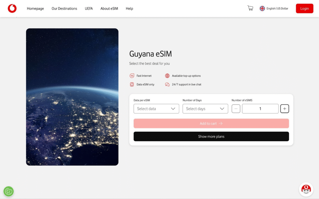 vodafone homepage: guyana esim provider