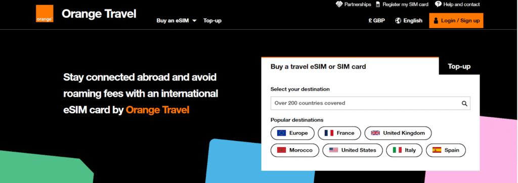 orange esim: aruba esim provider homepage