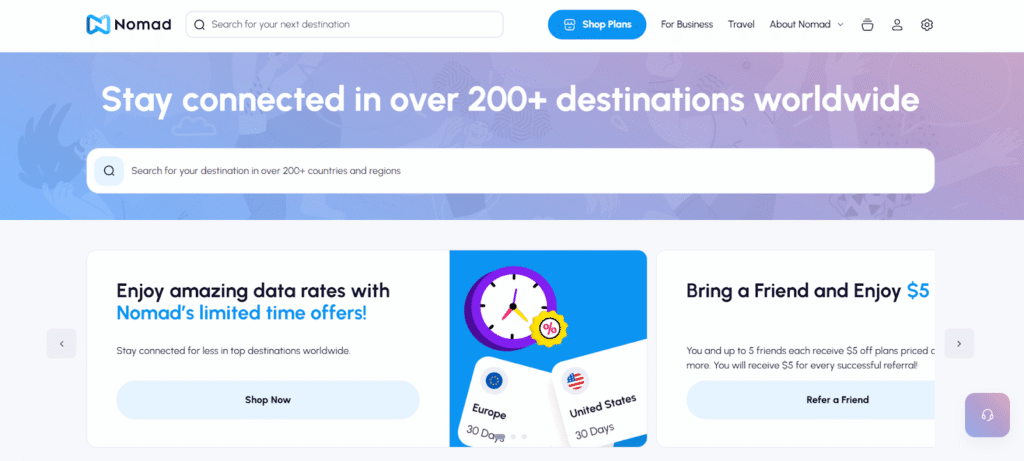 nomad esim provider for aruba homepage