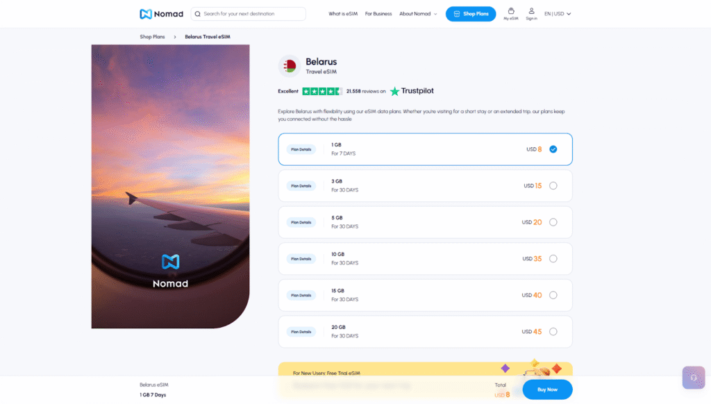 best esim for belarus: nomad homepage