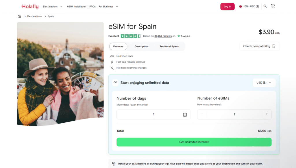 holafly esim provider for spain
