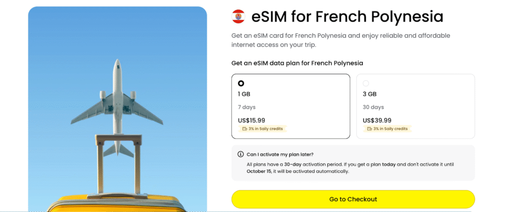 saily homepage: French Polynesia esim proivider