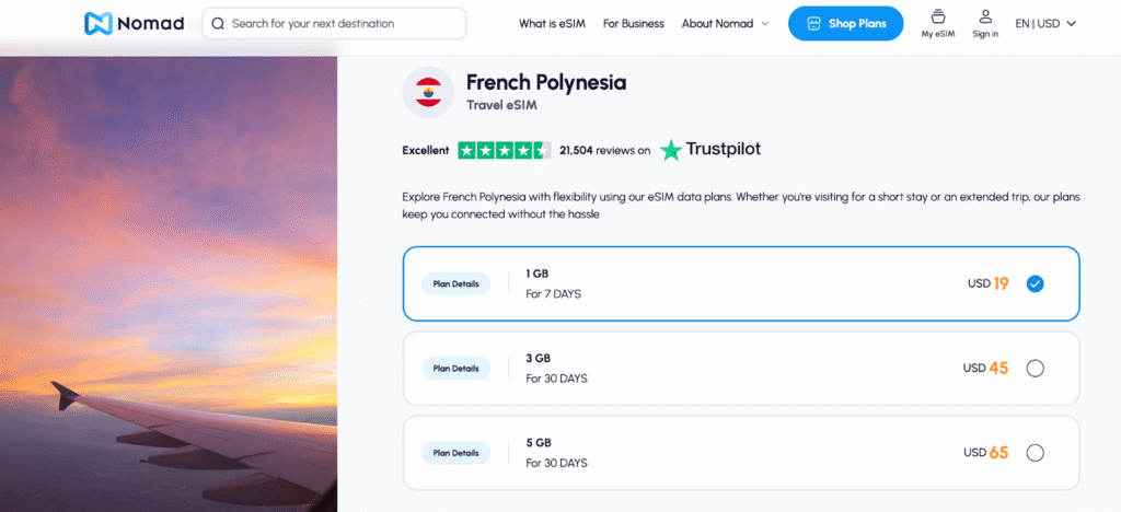 French Polynesia esim provider homepage: maya