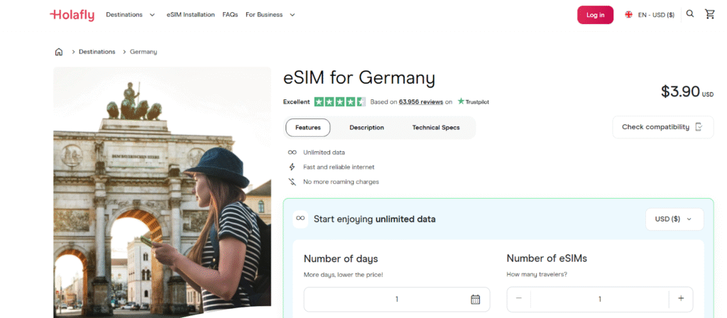 germany esim, holafly homepage