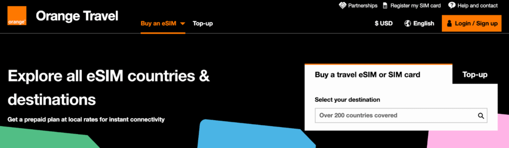 orange sim card provider homepage