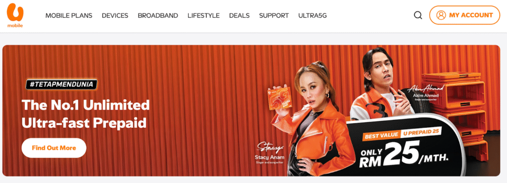 Malaysia sim card provider homepage: u mobile