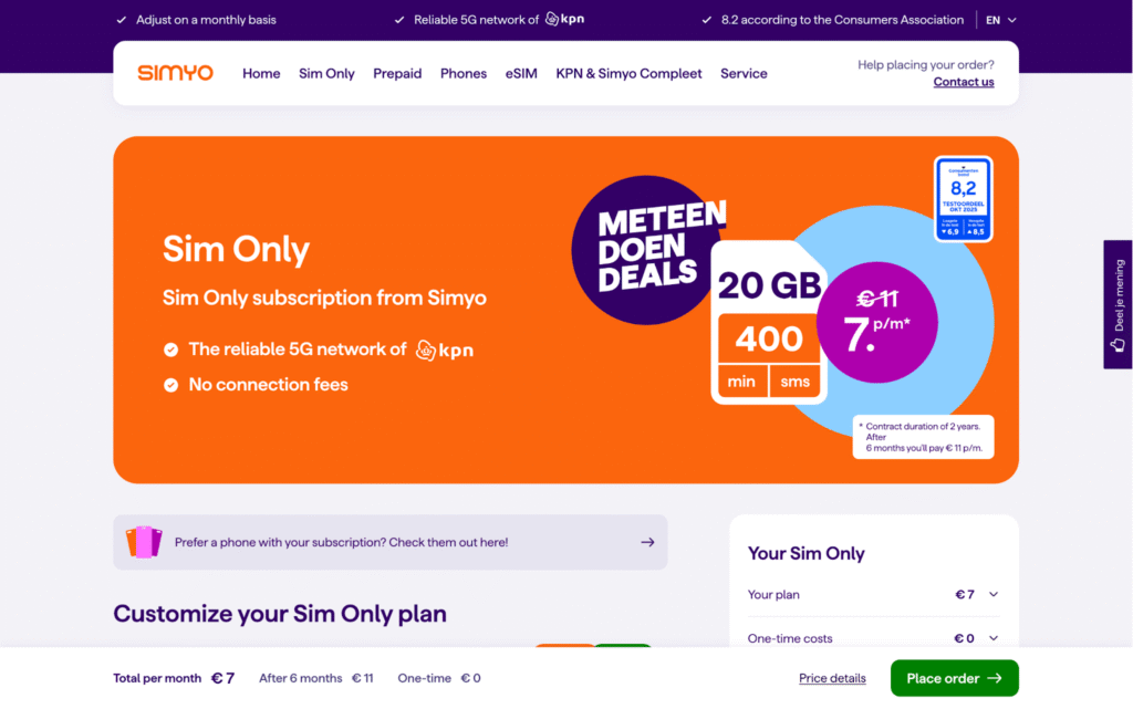 simyo netherlands sim card