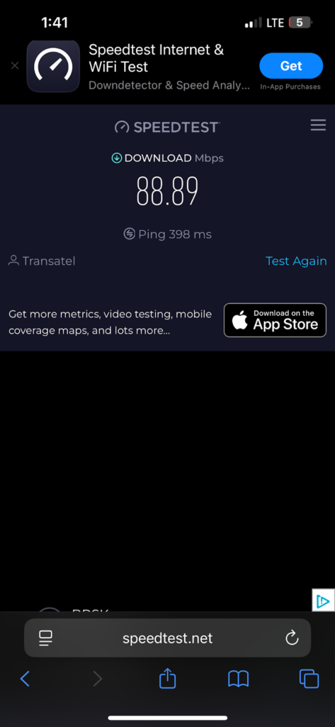 ubigi esim ookla speed test