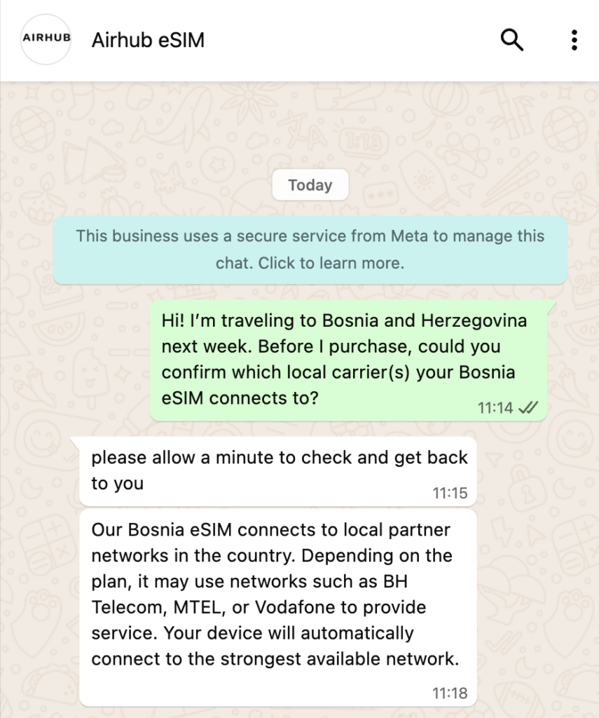 airhub esim customer support