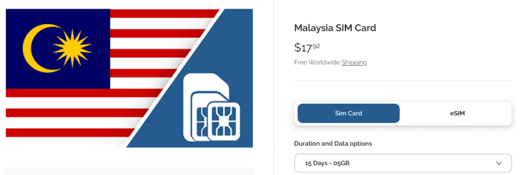 Malaysia sim card provider homepage: travsim