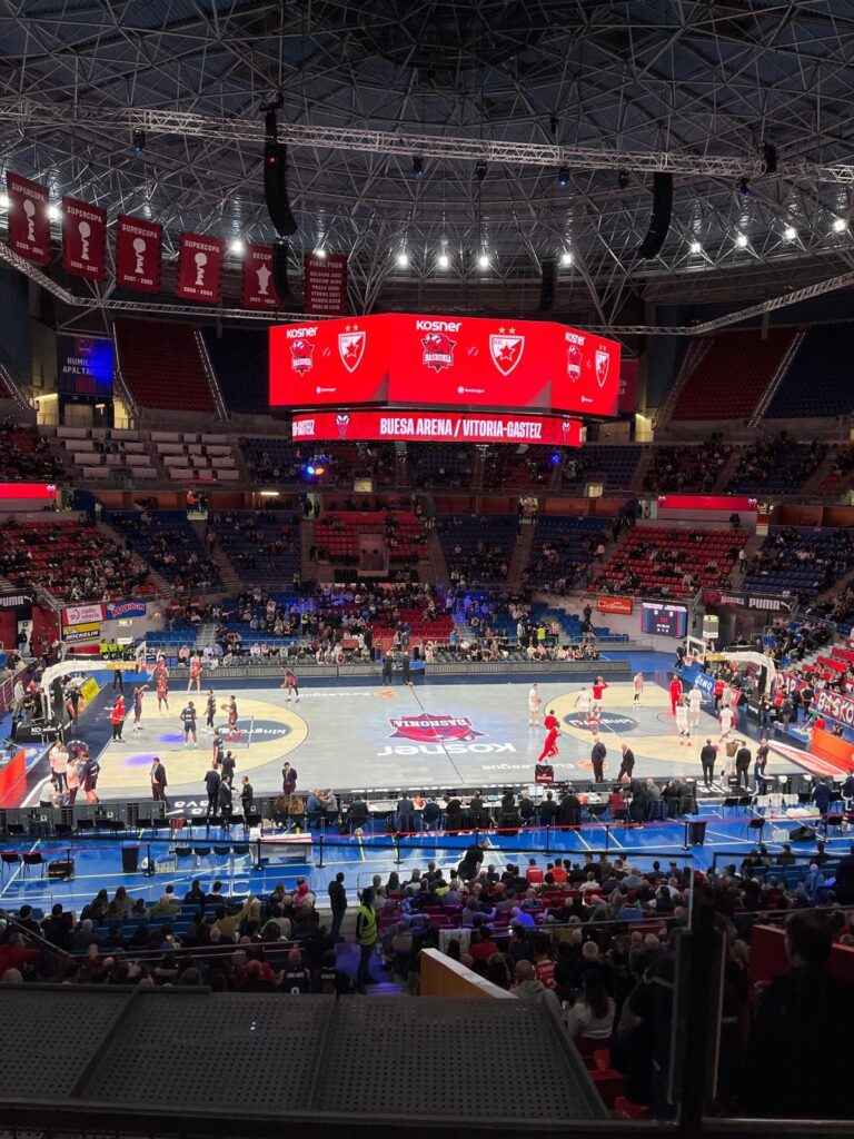 watching a basketball game during a trip to spain