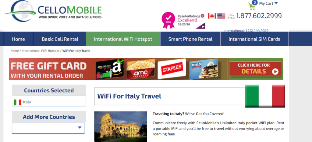 cello mobile, pocket wifi rome