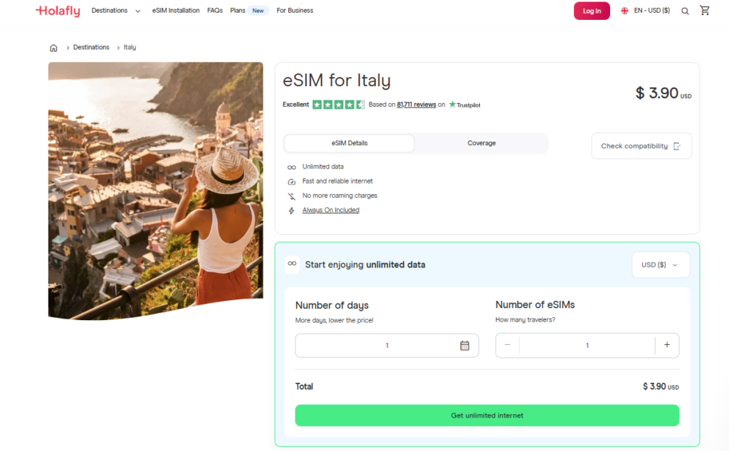 holafly esim, pocket wifi rome alternative